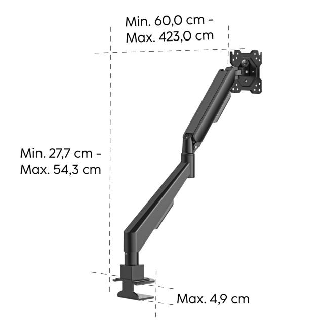 HAMA Стойка за монитор за бюро, 17"-35", регулируема, газова пружина 