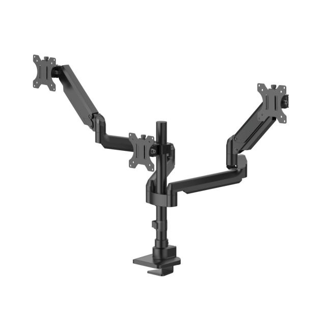 HAMA Стойка за 3 мониторa за бюро, 17"-32", газова пружина, напълно мобилна, черна 