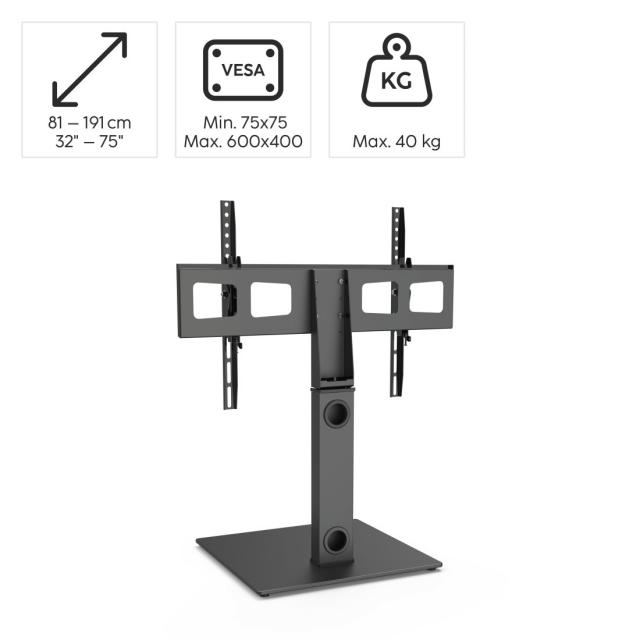 Hama TV Stand, Swivel, Height-adjustable, 191 cm (75") up to 40 kg 