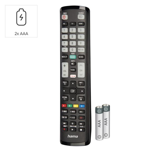Hama Universal Remote Control for Samsung TVs, IR, Teachable, Illuminating Butto 