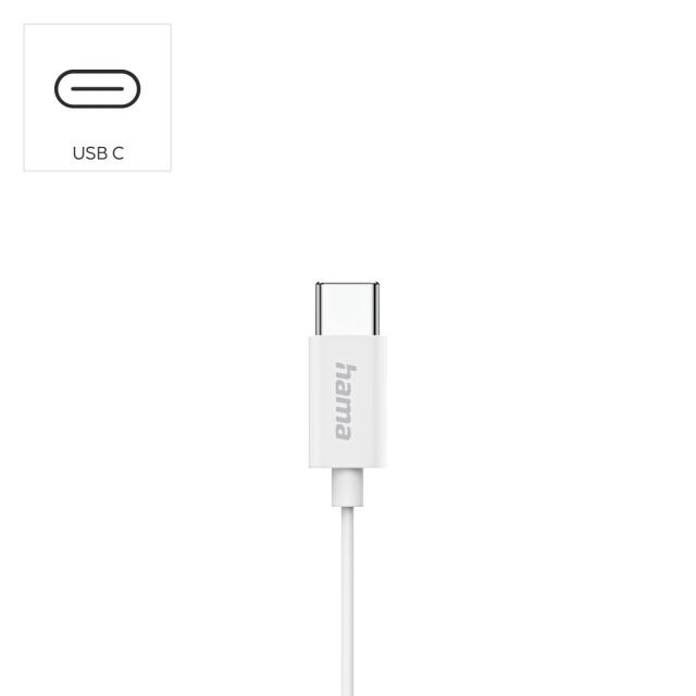 Hama "Classy" Headphones, Earbuds, Microphone, Cable Kink Prot., USB-C, white 