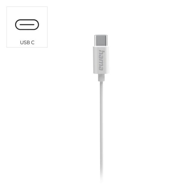 HAMA Слушалки “Curly”, USB-C, микрофон, бял 