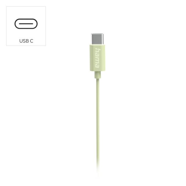 HAMA Слушалки “Curly”, USB-C, микрофон, зелен 