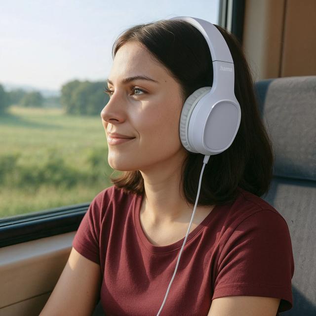 Hama "Fun C" Headph., On-Ear, Microphone, Cable Guide on One Side, USB-C, white 