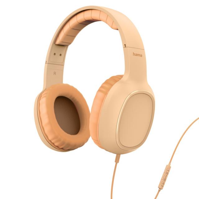 Hama "Fun C" Headph., On-Ear, Microphone, Cable Guide on One Side, USB-C, Orange 