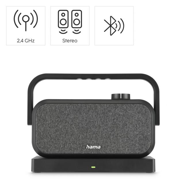 Hama Loudspeaker for TVs, 2.4 GHz Station + Bluetooth®, Portable, Stereo 
