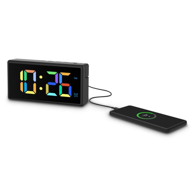 Hama "Ibiza" Digital Alarm Clock, Multi-colour display, with USB Charging Functi 