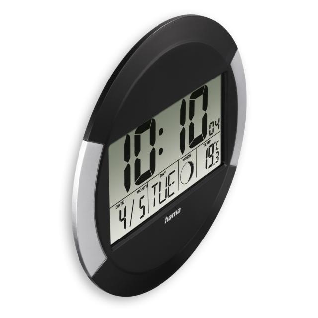 Hama "Ischia" Radio Wall Clock, Digital, DCF, Table Clock, Temperature Display, black 