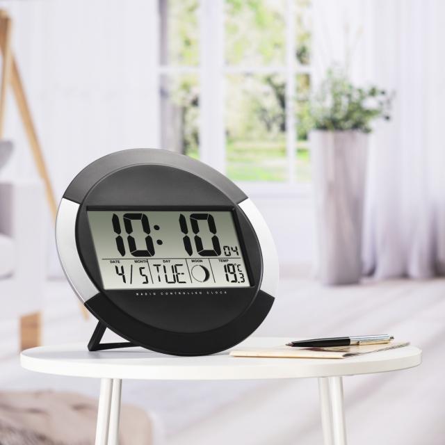 Hama "Ischia" Radio Wall Clock, Digital, DCF, Table Clock, Temperature Display, black 
