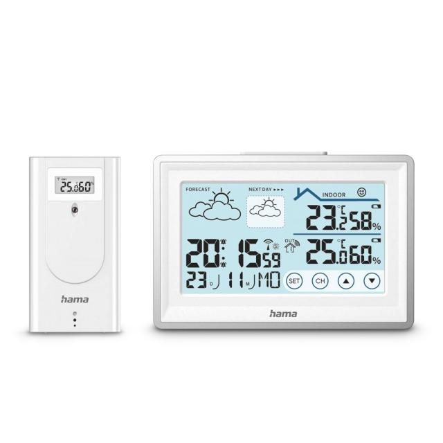 Hama “Bahamas “ Weather Station, w. Outd. Sensor, Radio, Alarm, Room Clim., 222228 