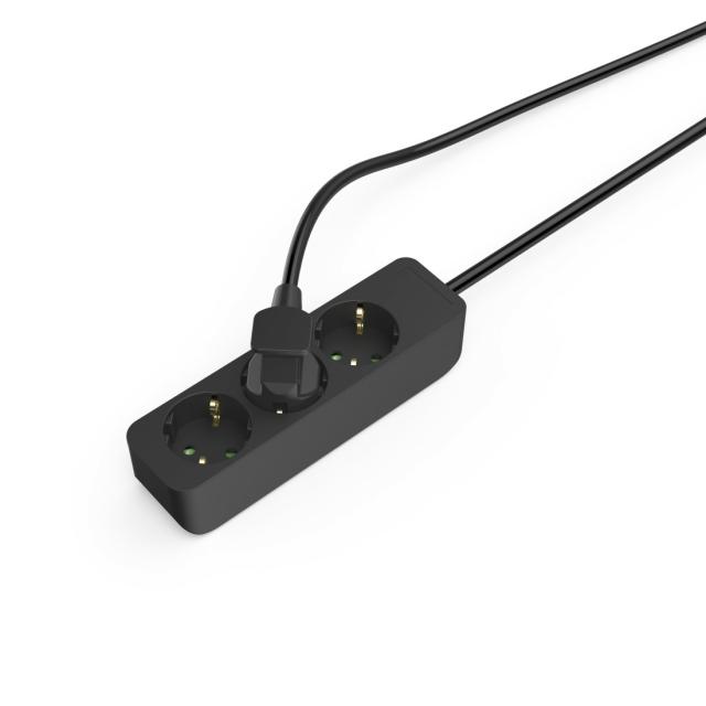 Hama 3-Way Power Strip, with Incr. Touch Protect., 1.4 m, black 