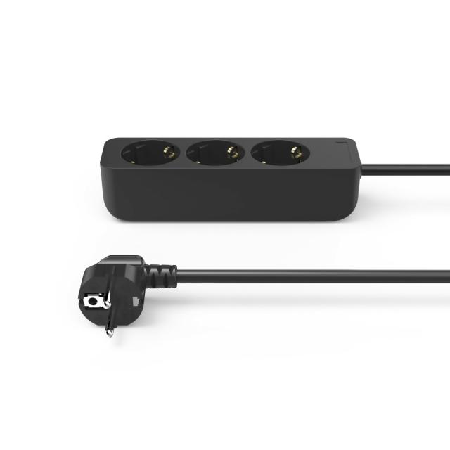 Hama 3-Way Power Strip, with Incr. Touch Protect., 1.4 m, black 