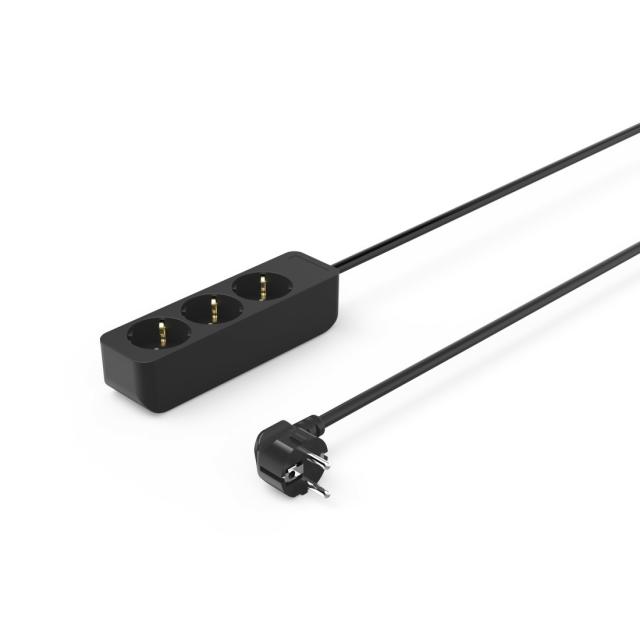 Hama 3-Way Power Strip, with Incr. Touch Protect., 1.4 m, black 