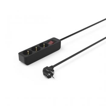 Hama Power Strip, 3-Way, with Switch, 1.4 m, black