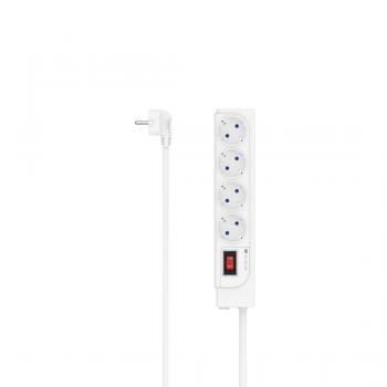 Hama Power Strip, 4-Way, Surge Voltage Protection, Switch, white