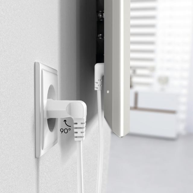 Hama Power Cable, Angled Both Sides, Euro Plug, AC Connector C7, 5 m, white 