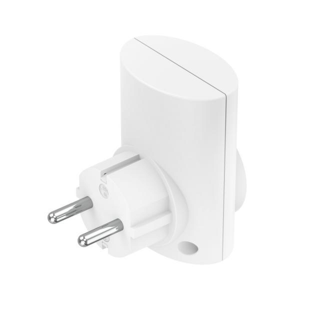 Hama Socket Adapter, Earthed Contact, Overvoltage Protection, Mains Voltage, white 