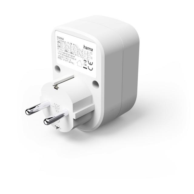 Hama 3-Way Power Strip for Socket, 1 USB-C PD, 1 USB-A, 1 Earthed Contact, 30W 