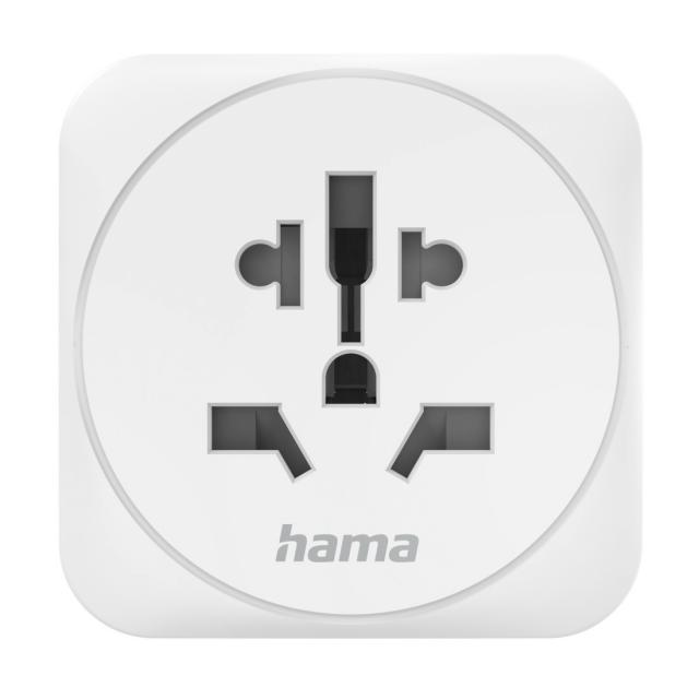 Hama Travel Adapter Type E and F, 3-Pin, Universal, World to Europe, white 