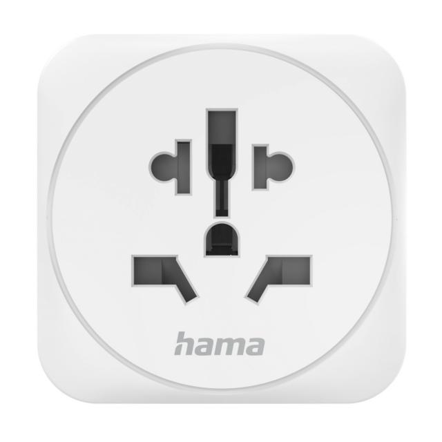 Hama Travel Adapter Type E and F, 3-Pin, Universal, World to Europe, white 