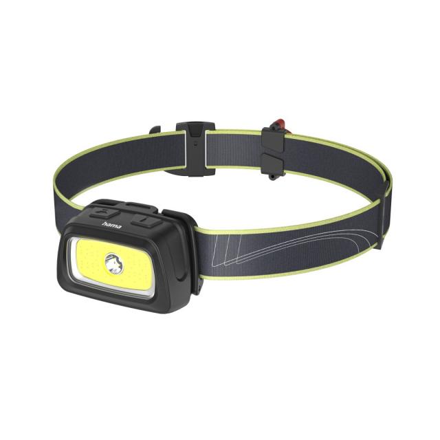 Hama "HL350" LED Head Torch, Batteries, COB, Head T., Warn. Light, Whistle, 7 Modes 