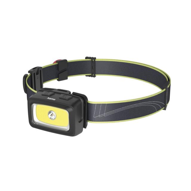 Hama "HL350" LED Head Torch, Batteries, COB, Head T., Warn. Light, Whistle, 7 Modes 
