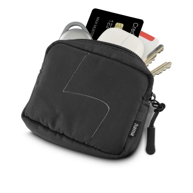Hama Headphones Bag for In-Ear and Accessories, Snap Hook, Organiser, black 