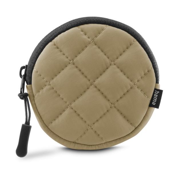 Hama Headph. Bag for In-Ear and Accessories, Snap Hook, Round, Organiser, beige 