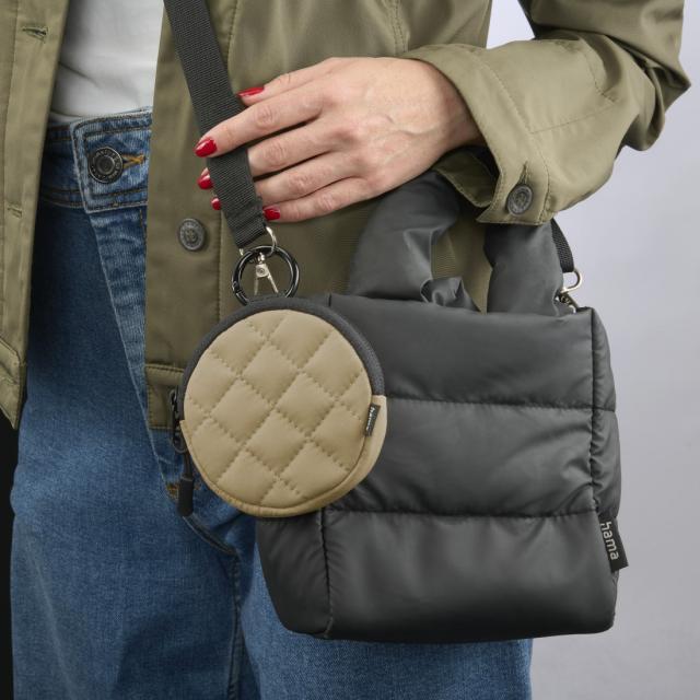 Hama Headph. Bag for In-Ear and Accessories, Snap Hook, Round, Organiser, beige 