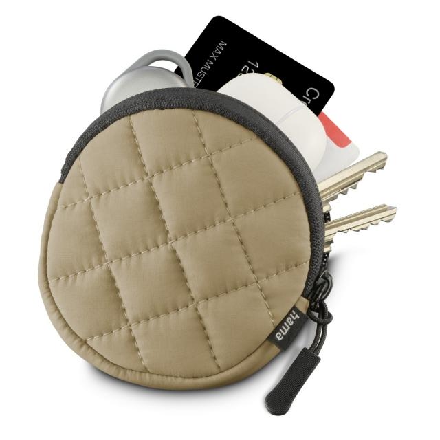 Hama Headph. Bag for In-Ear and Accessories, Snap Hook, Round, Organiser, beige 
