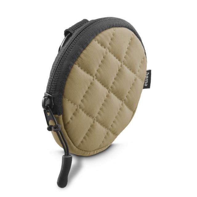 Hama Headph. Bag for In-Ear and Accessories, Snap Hook, Round, Organiser, beige 