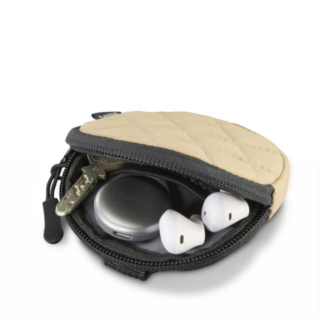 Hama Headph. Bag for In-Ear and Accessories, Snap Hook, Round, Organiser, beige 
