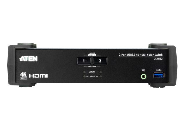 KVMP превключвател ATEN CS1822, 2-портов, 4K, USB 3.0, HDMI Audio 