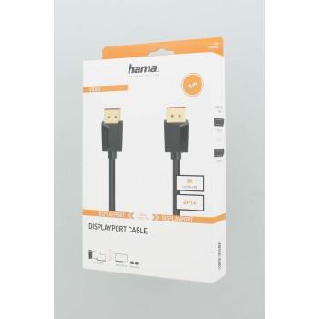 Кабел HAMA  DisplayPort 1.4 мъжко - DisplayPort 1.4 мъжко, 2 м, 8K Ultra HD, Позл.конектори, Черен 