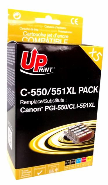 Комплект мастилници UPRINT -CANON PGI-550 + CLI-551BK/C/M/Y XL, 1x25ml+4x15ml 