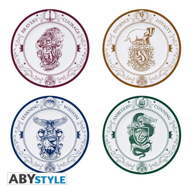 ABYSTYLE HARRY POTTER Set of 4 PlatesHogwarts Houses 