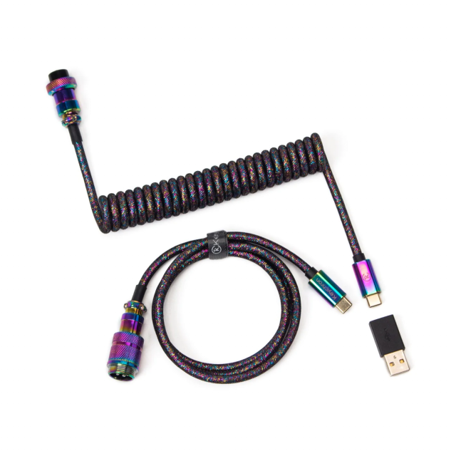 Cable Keychron Premium  Aviator Straight USB-C - USB-C, Rainbow Plated Black 