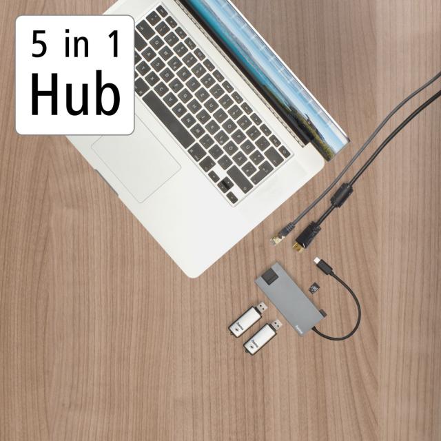 USB-C Hub, Multiport, 5 Ports, HAMA-200109 