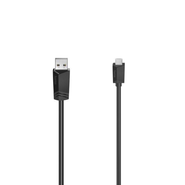 Кабел HAMA, USB 2.0 - micro USB, 1.5 м., Черен, екраниран 