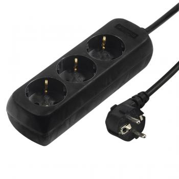 Hama 3-Way Power Strip, with Incr. Touch Protect., 1.4 m, black