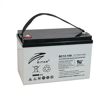 Lead Battery AGM Deep Cycle for solar systems RITAR (DC12-100)12V/100Ah -328 /172/219mm F12/M8 RITAR