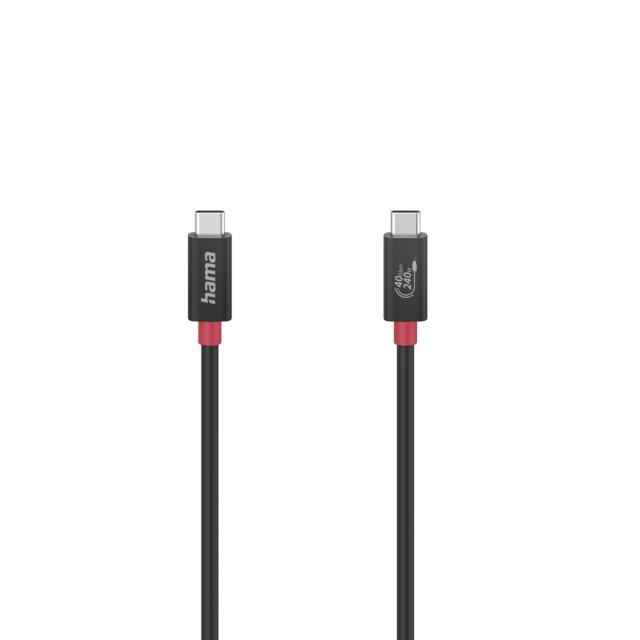 Кабел HAMA E-Marker чип USB-C мъжко - USB-C мъжко, 40 Gbit/s, 5 A, 240 W, 1 м, Черен 