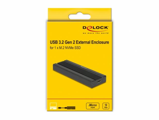 Външно чекмедже Delock, За M.2 NVMe PCIe SSD, USB-C 3.2 Gen 2, 10 Gbps 