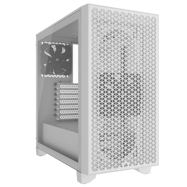 Кутия Corsair 3000D Airflow Mid Tower, Tempered Glass, Бял 