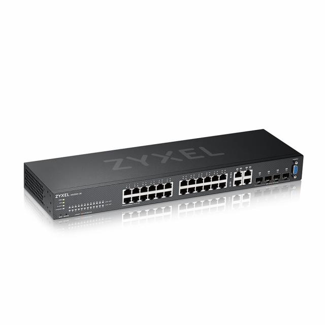 Суич ZyXEL GS-2220-28, 24 портов Layer2+, 24x Gigabit + 4x Gigabit combo (RJ45/SFP), управляем 