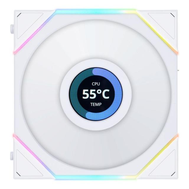 Комплект 3 броя Вентилатор Lian Li UNI FAN TL Reverse LCD 120mm - White 