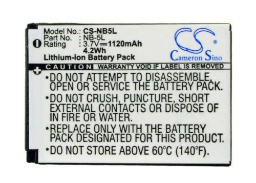 Camera Battery for CANON NB5L Li-Ion 3.7V, 1000MAH, Cameron Sino 