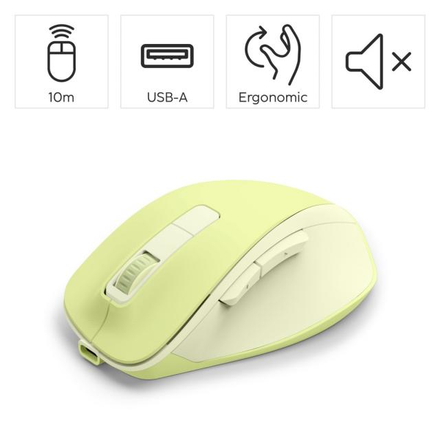 Hama “WM-500” Wireless Mouse, Ergonom., 6 Buttons, W/O Click Noise, Battery, green 