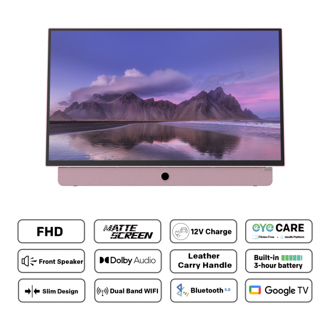 METZ Portable TV  24MPE7300Z 24" LED FHD(1920x1080) GoogleTV, HDR10, pink 