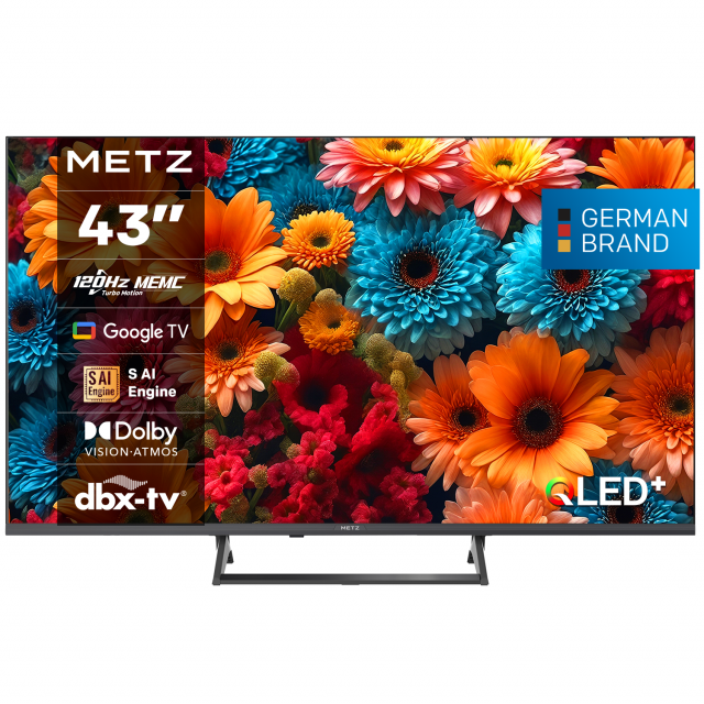METZ Телевизор 43" 43MQF7500Z UHD 4K QLED SMART TV, Google TV, Клас G 